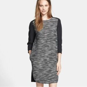 New with Tags! Vince wool blend gray & black long sleeve shift dress sz small